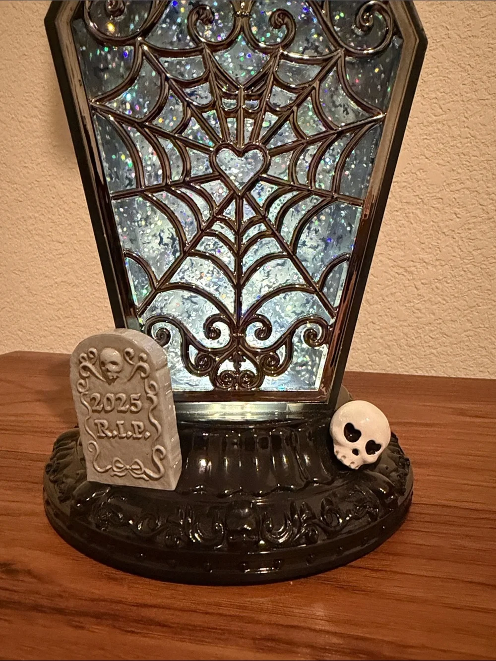 Bath & Body Works Black Glitter Spiderweb Halloween Lantern Globe